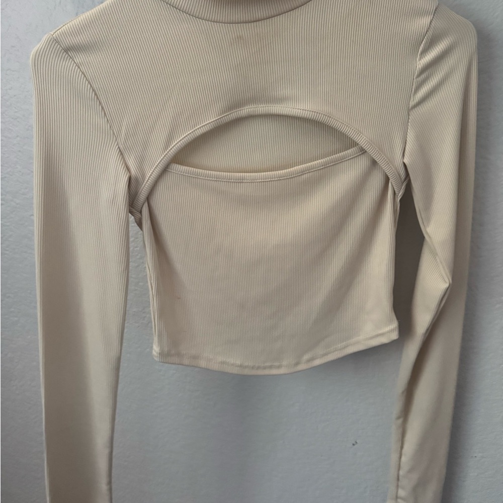 Elegant Cream Long Sleeve Women's Top